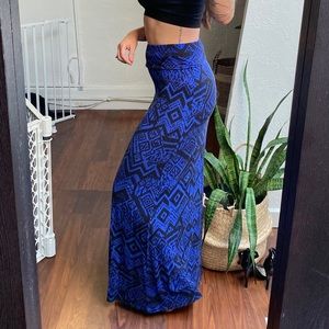 Boutique blue tribal maxi skirt -  one size